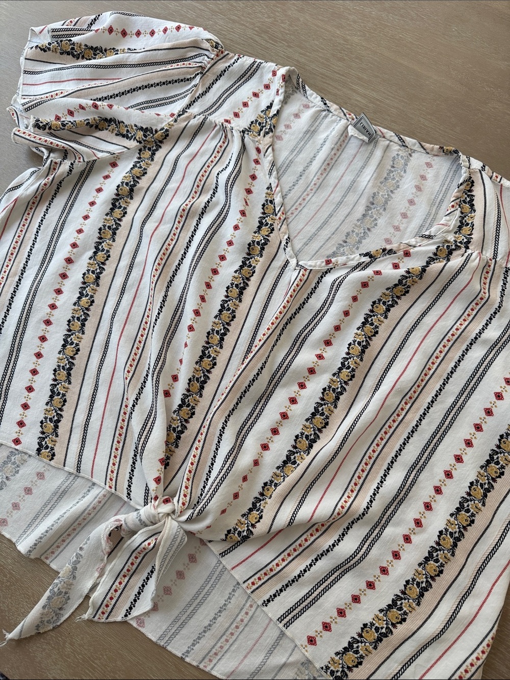 Boho Stripe Tie Front Top | XXL